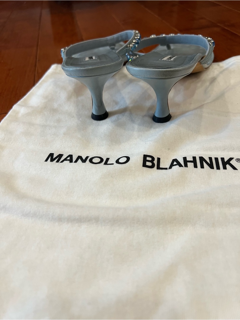 Manolo Blahnik Light Blue Jeweled Thong Sandals - Picture 6 of 7